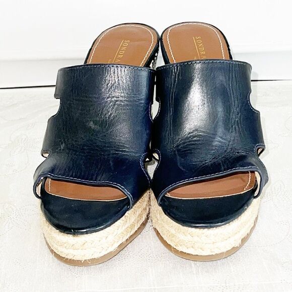 Sondra Roberts NY Navy Angie Espadrille Wedge Sandal Size 7M - Picture 5 of 9